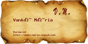 Vankó Mária névjegykártya